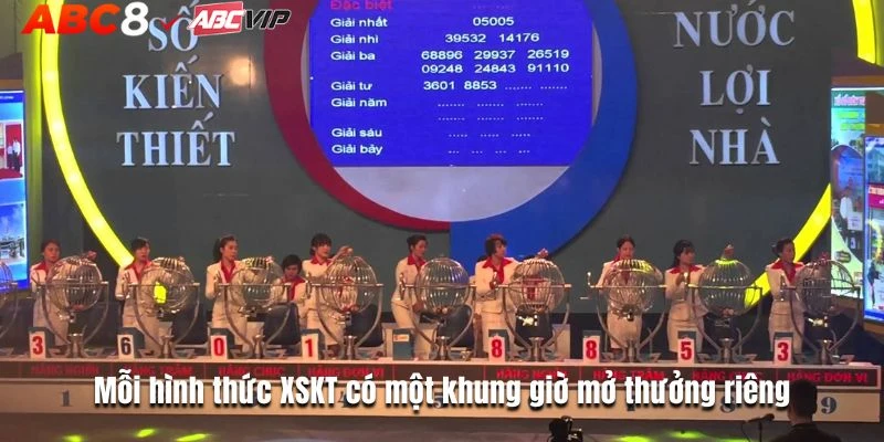 Mỗi hình thức XSKT có một khung giờ mở thưởng riêng